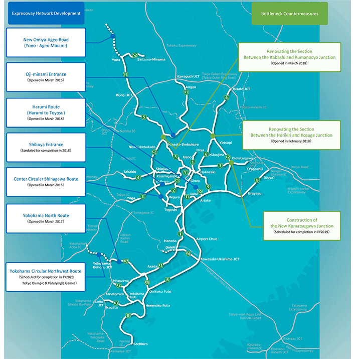 Image of the areas of road network maintenance and bottleneck measures 