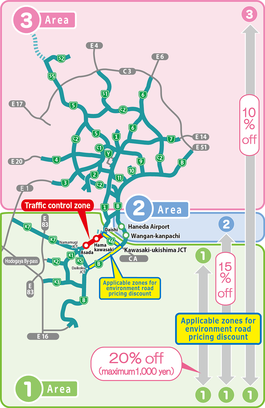 Image of the areas with environmental road pricing discounts