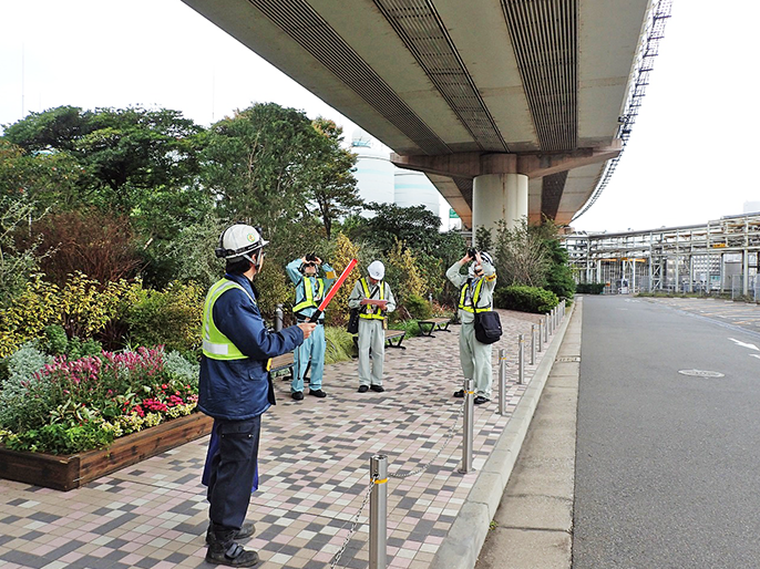 Walking inspection under the overhead structures