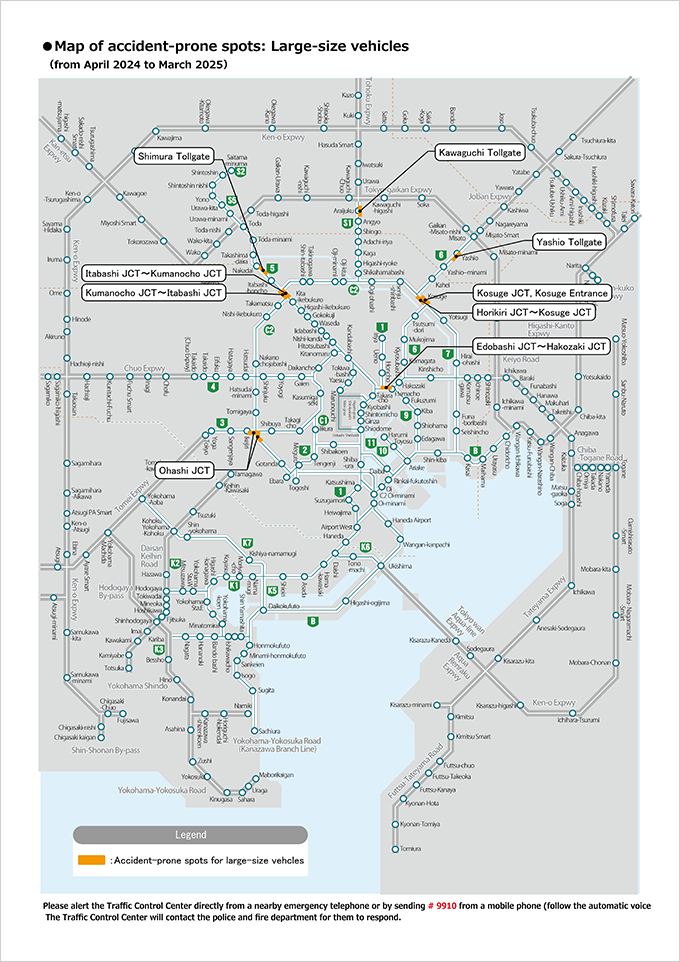 Map of traffic accident-prone spots：Large size vehicles