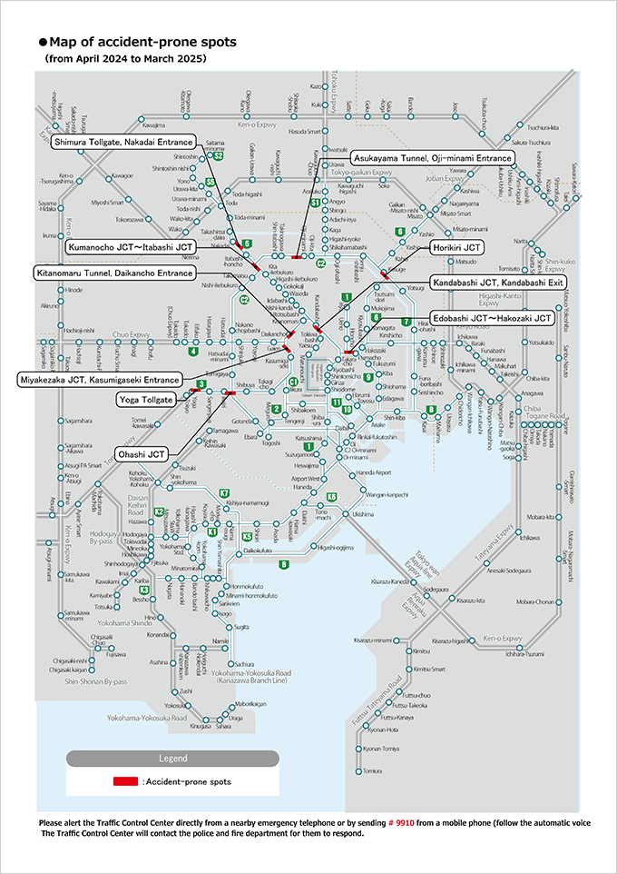 Map of traffic accident-prone spots：Standard size vehicles