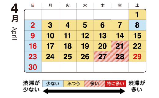 2023年4月・5月の渋滞予想カレンダー