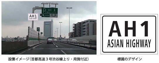 設置イメージ（首都高速3号渋谷線上り・用賀付近）/標識のデザイン