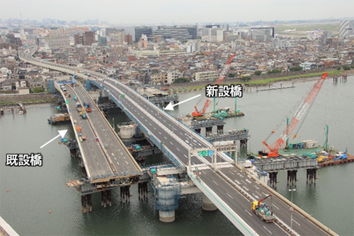 新設橋のスライド架設状況