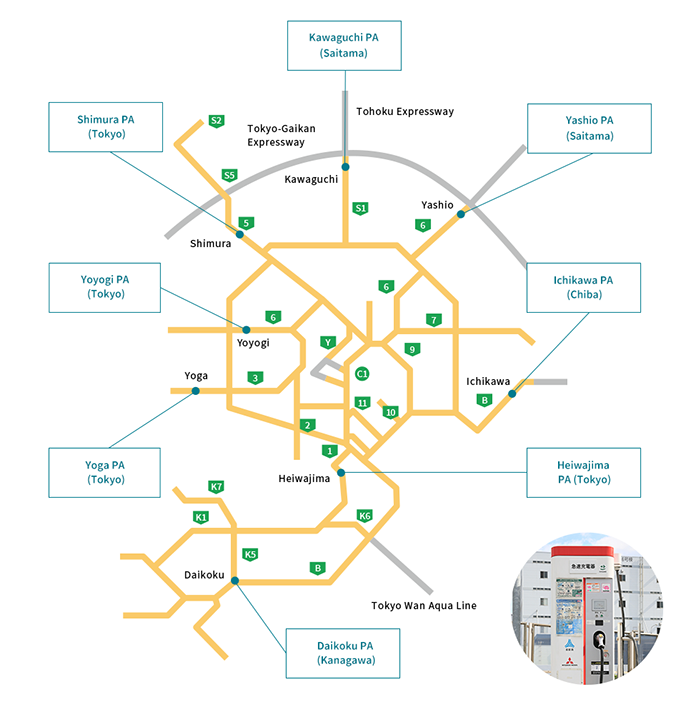 Image of map of fast chargers for electric vehicles