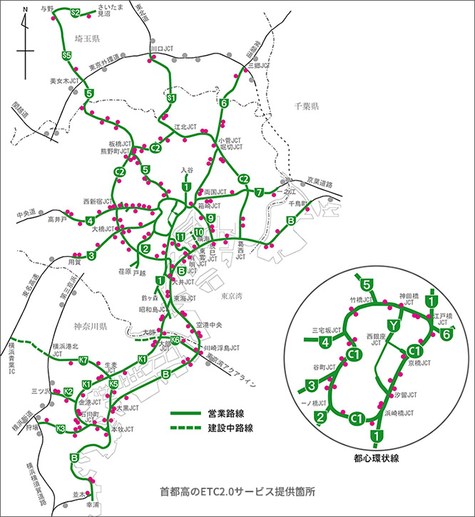 Image of map of areas supporting ETC 2.0 services