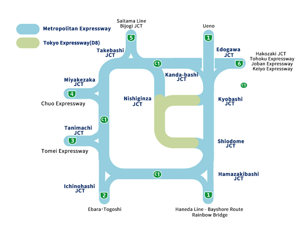 Map of the Tokyo Expressway (D8) 