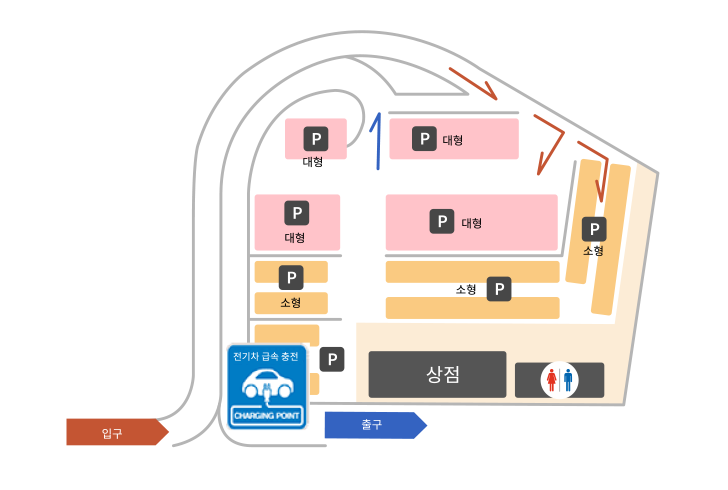 가와구치 주차 구역(주차장) 내부 안내 지도