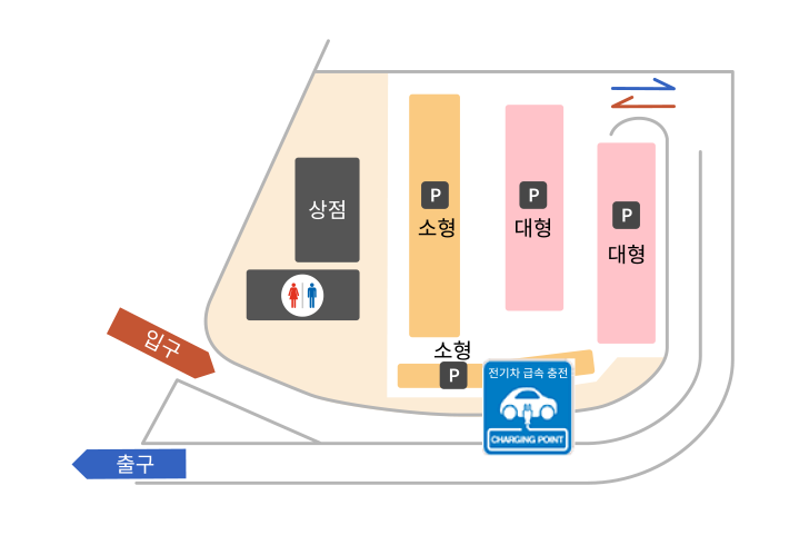 야시오 주차 구역(주차장) 내부 안내 지도