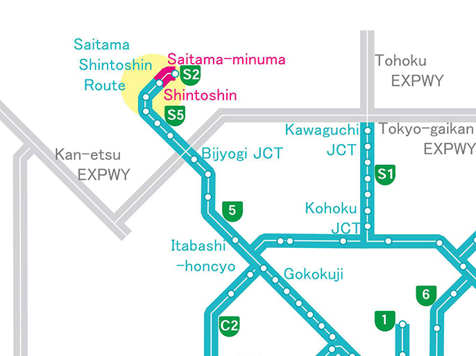 ภาพแผนที่เขตชีวชาติ (Biotope) Minuma Tanbo Shutoko