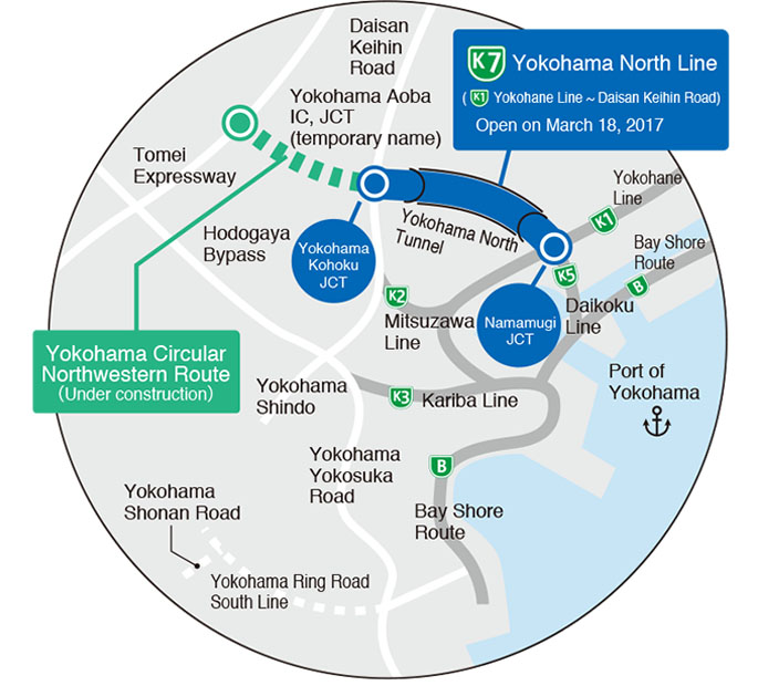 ภาพแผนที่ทางพิเศษ Yokohama Northwest