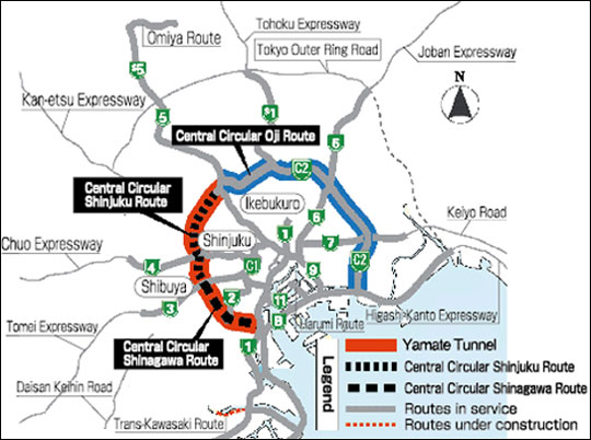 แผนที่ของอุโมงค์ Yamate